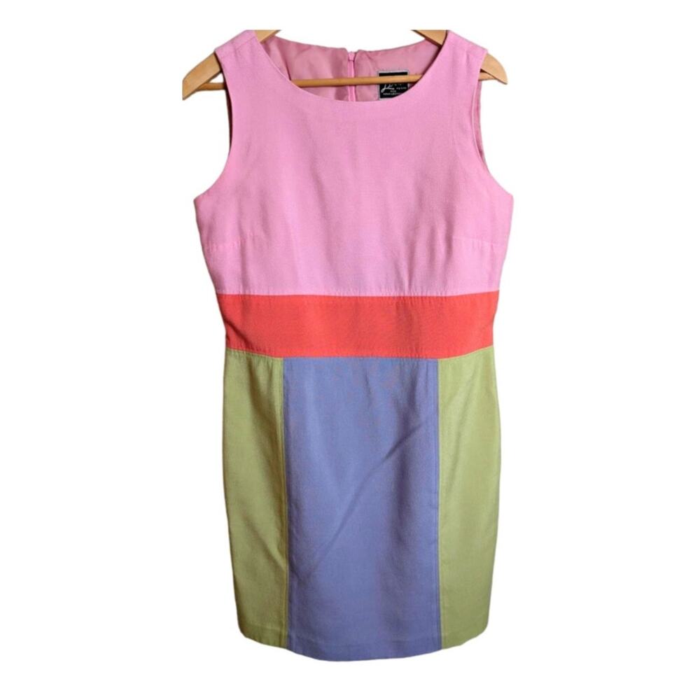 Lennie Nina Leonard Pastel Color Block Knee Length Sleeveless Dress size 10P